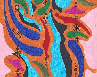 Mid Century Modern Art, Abstract, Wall Decor, Mid Century, Atomic