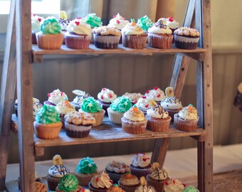 Cupcake Stand Rustic Wedding Reclaimed Wood Barn Tiered Ladder