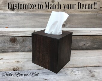 Wood Tissue Box Cover, Square Tissue Box Holder, Rustic Kleenex Box Cover, Tissue Cover, Bathtoom Decorations, Wood Tissue Cover, Home Decor