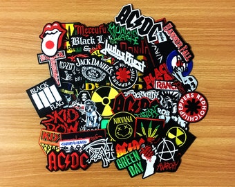 100 pcs. RANDOM Embroidered Iron On Patch Music Rock Punk Band Music Heavy Meta, Wholesale Mixed sizes Random, Music Rock Punk Heavy Metal