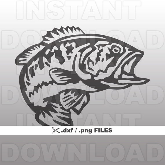 Fishing DXF FileBass DXFLargemouth Bass DXF File-Vector Clip