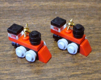Mini Red Train Engine Dangle Earrings