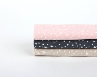 Quarter Fabric Pack Set of 3 Patterns Linen Cotton for Quilting Patchwork Sewing DIY Projects Dailylike Starry (P08)