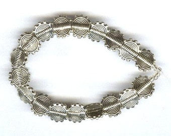 Silver Pewter Raised - Scalloped Disc Spiral Beads 10mm 6pcs