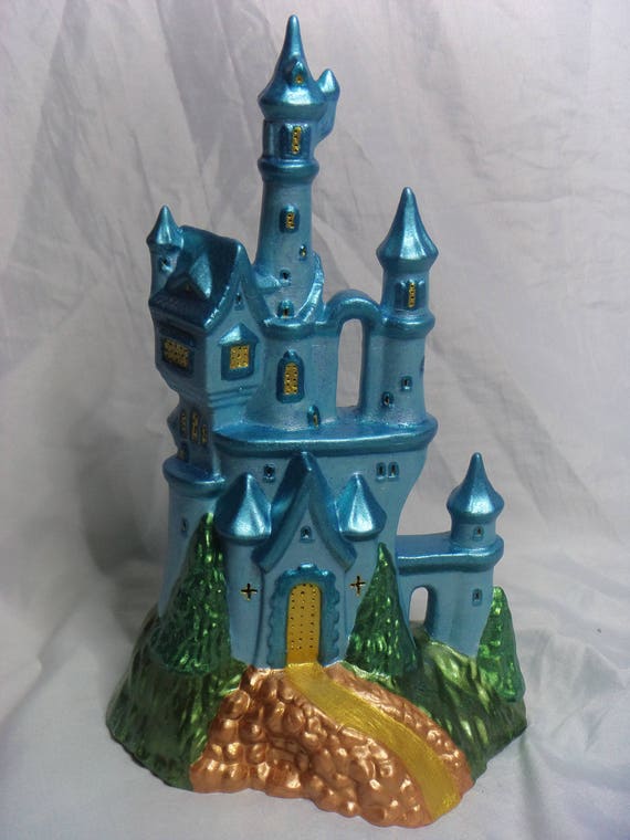 hand painted blue castle