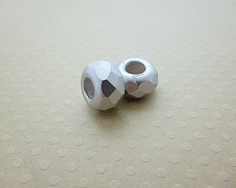 Set of 2 beads wide silver rondelles 12mm - LR914 0392