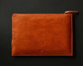 NEW 15" Pro MacBook leather zip folio MacBook 15 Pro Retina zip case fully lined laptop leather sleeve slim simple tan premium leather