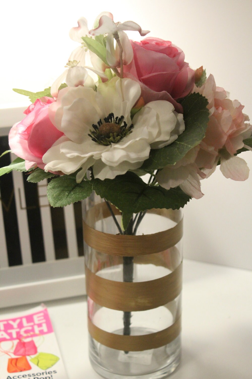 gold stripe vase wedding vase gold wedding decor gold vase