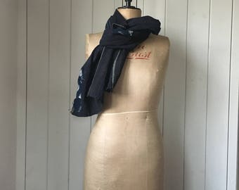PerTin Vintage Japanese Indigo Striped/Ticking Scarf