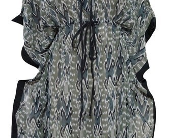 Bohemian Short Kimono Caftan Printed Resort Wear Sleepwear Evening Summer Nightwear Dress L
