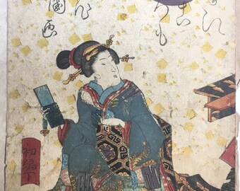 Japanese original Ukiyo-e Woodblock print, Toyokuni, Edo-period.