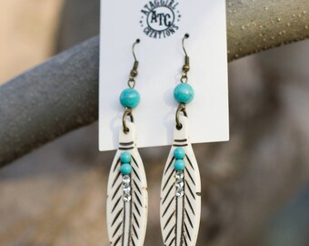 Bone Feather Earrings