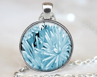 Blue Dahlia Pendant, Dahlia Art Pendant, Dahlia Necklace, Flower Jewelry, Art Pendant, Bronze, Silver, Dahlia Jewelry, Flower Pendant 375