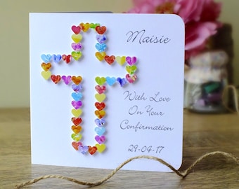 Confirmation Day Card - Personalised Confirmation Card with Name and Date, Handmade 3D - Boy / Girl - On Your Confirmation Day