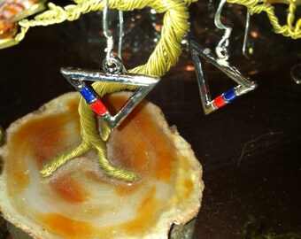 Vintage silver 925 hanging triangle earrings