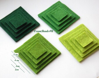 32 Felt Squares (2 cm, 3cm, 4cm, 5 cm)