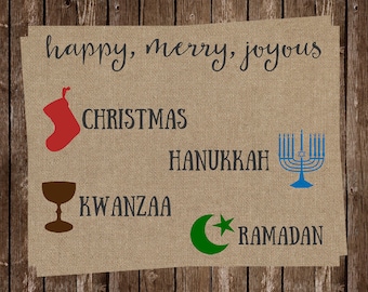 Hipster Christmas Cards, Funny Holiday Season Card, Merry Everything, Printed, Ready to Send, Set of 24 with Envelopes