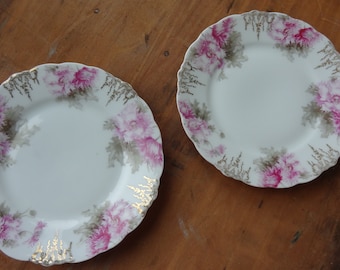 J & C Malmaison Bread and Butter Plates - Pink Floral Plates