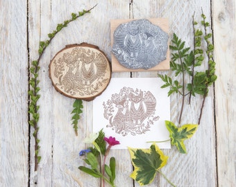 Mr and Mrs Fox Rubber Stamp
