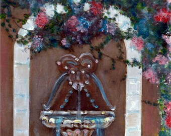Floral Sacred Water Fountain Painted Photography Print