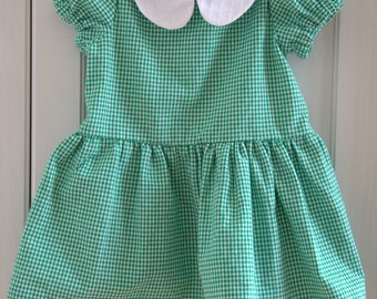 Baby Summer dress Gingham Peter Pan collar Peter Pan Collar "flora" handmade