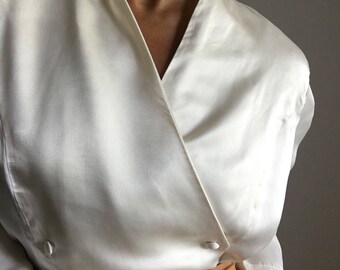 vintage silk elegant collarless evening blouse
