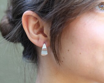 Sterling Silver Curved Triangular Earrings