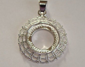 Fancy filigree 14mm cabochon pendant mount