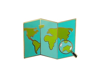 Travel Map Enamel Pin - World Map Pin