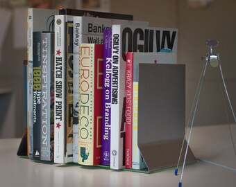 Steel Bookends: Industrial-Modern Bookends Set of 2