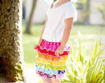 Poco arco iris falda Pascua falda con volantes falda cumpleaños falda poco chicas primavera falda de las muchachas, 6 meses a tamaño 14