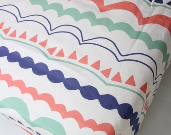 Coral Mint Fitted Crib Sheet Custom Crib Bedding- Ready to Ship - Carnival