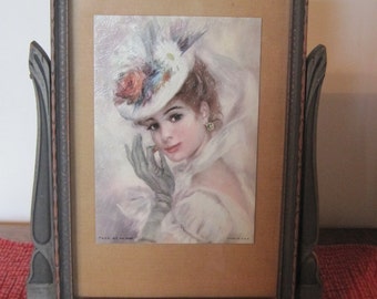 Tilting Wood Frame, Vintage tilting frame, Tilting frame with glass