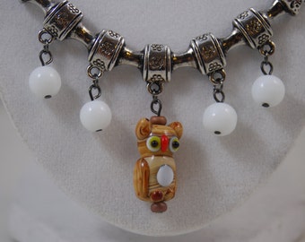 Lampwork Owl Necklace and Earring Set