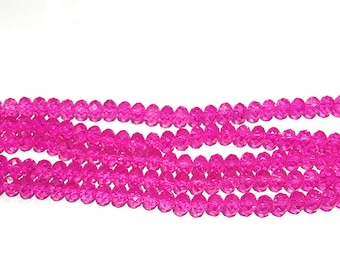 Glass Beads, Beads, Faceted Glass Beads, Crystal Beads, Pink Beads, Rondelle Beads, Beads for Jewelry Making, Beading Supplies, 8X6mm, Beads