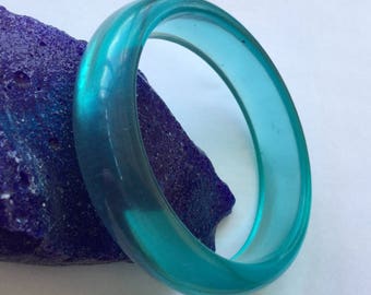 Aqua Blue Lucite Bangle Bracelet