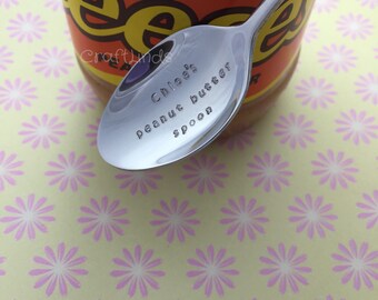 Hand Stamped Tea Spoon, Personalised, my peanut butter spoon, stamped with your message, chocolate spread, your words, stainless cutlery