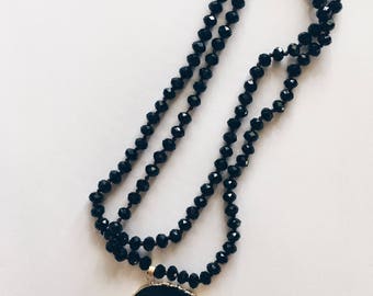 Black on Black Druzy Necklace