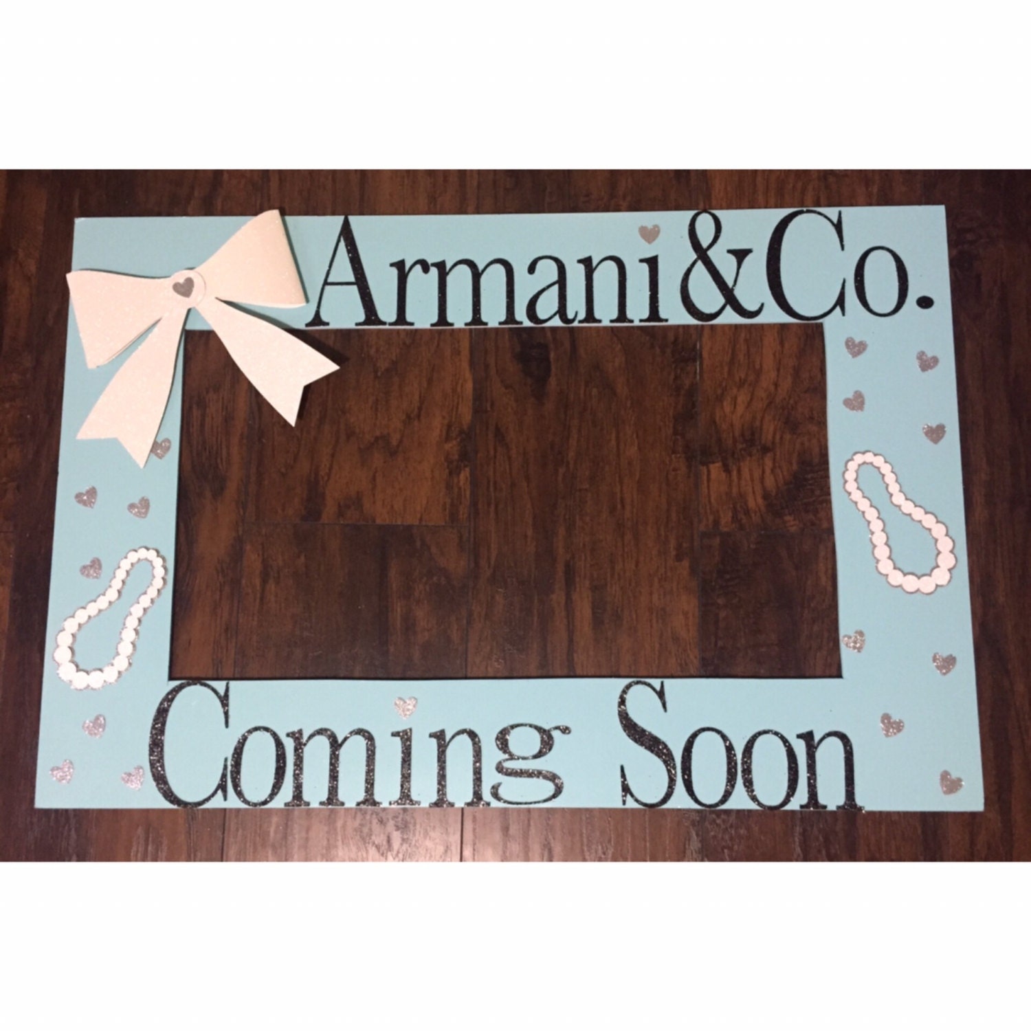 Mint blue and white photo booth pearls and bows photo booth