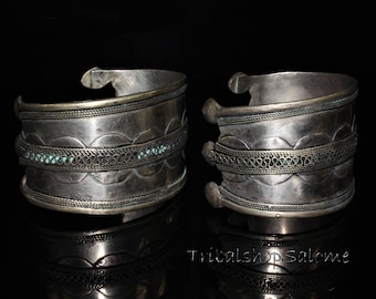 Turkmen Tribal Bracelets, Vintage Turkoman Central Asian Nomad Tribal Jewelry, 1 Pair, Nordafghan Turkmen. Non-Gilded Bracelet