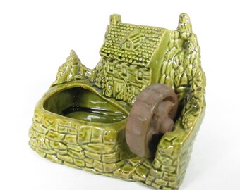Vintage Shawnee Planter Succulent Planter Grist Mill House Green Glazed Ceramic Pottery Succulents USA 769 Mid Century
