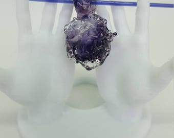 Completely unique! Handmade Jewellery Pendant - Blue and White(clear) Colours