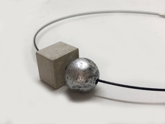 Choker Chain Necklace Concrete Jewelry Silver Concrete Minimalist Design gift for women