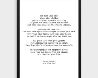 Derek Walcott Print | Love after Love, Love Poem Print, Poem Print, Literature Art, Literature Print, Book Art, Typewriter Quote Prints