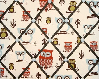 Hooty Owl Print French Ribbon Memo Picture Board