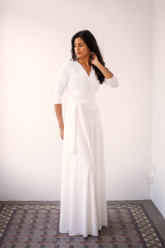white wrap dress maxi