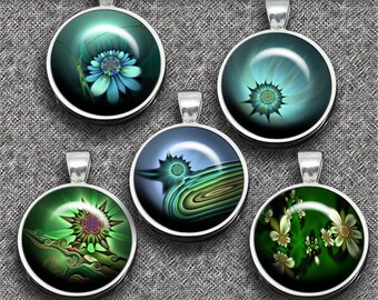 Fractal Flowers– Digital Design - Set 4 - 20 Buttons print. 300 DPI