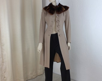 Vintage 1940s Coat Mink Collar Size XS Outerwear