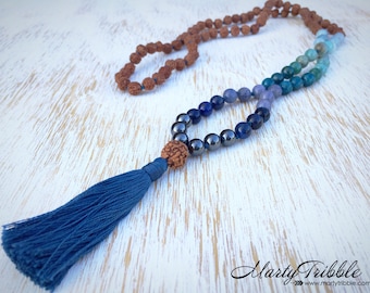 Mala Necklace, Rudraksha Mala, Mala Bead Necklace, Gemstone Mala, 108 Mala Beads, Buddhist Jewelry, Prayer Beads, Mala Beads, Mala Beads 108