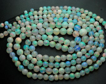 38 Carats,19 Inches,Natural ETHIOPIAN Opal Smooth Round Rondelles,Size 3-6mm